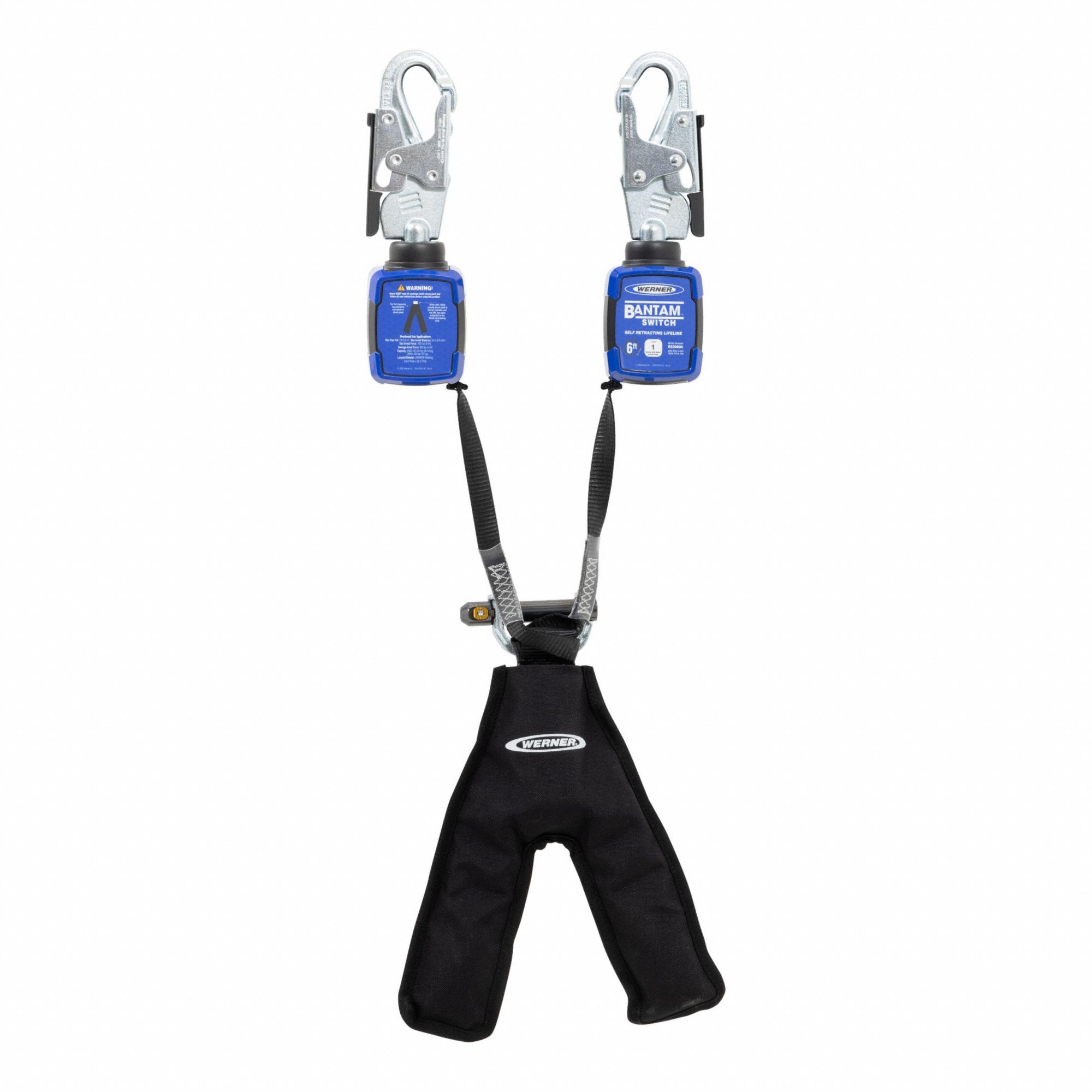Self-Retracting Lifelines: Steel Snap Hook Anchor, Harness Aluminum Quick-Connect, 2 legs