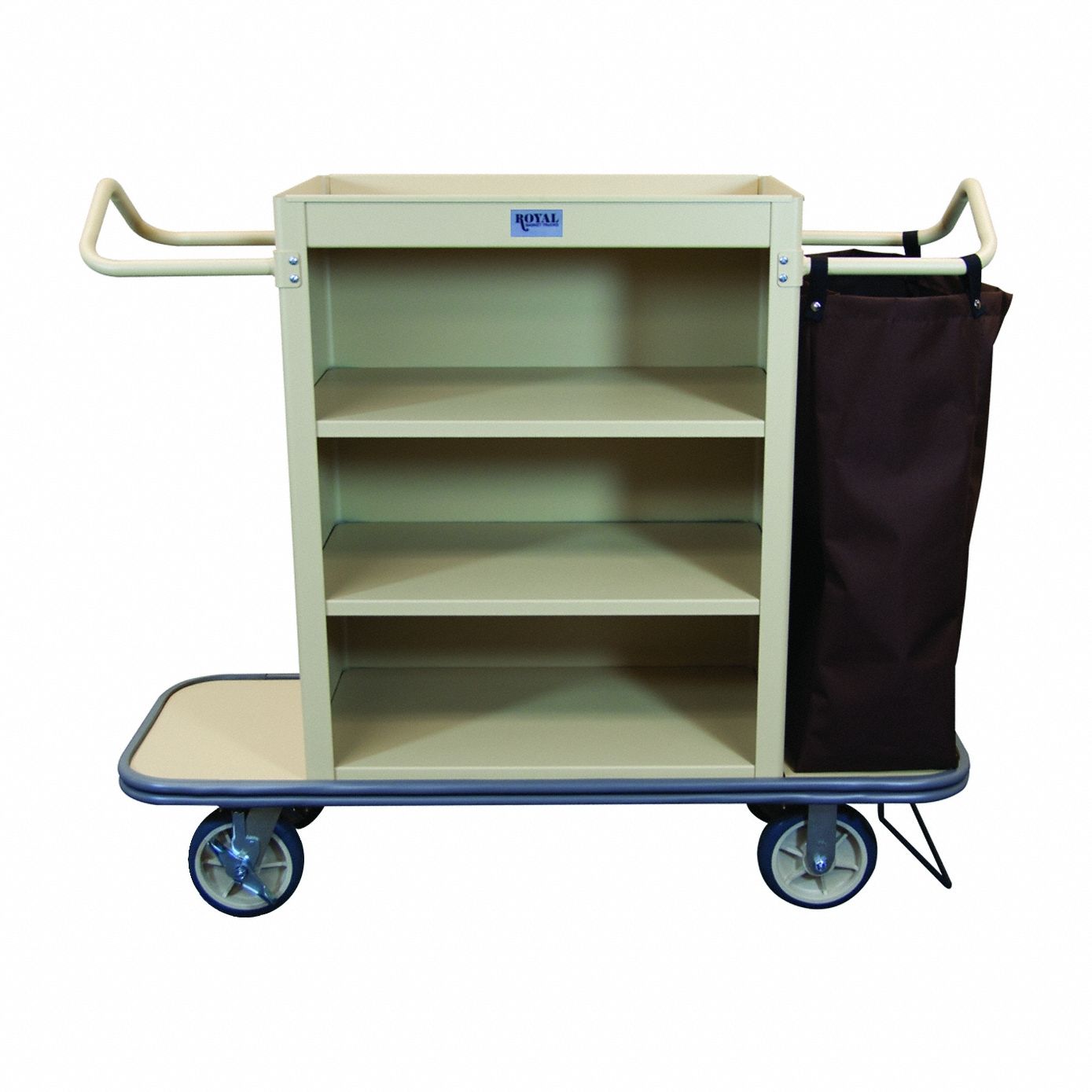 Housekeeping Cart: Beige, 47 in Overall Ht, 19 in Overall Wd, 55 in Overall Dp