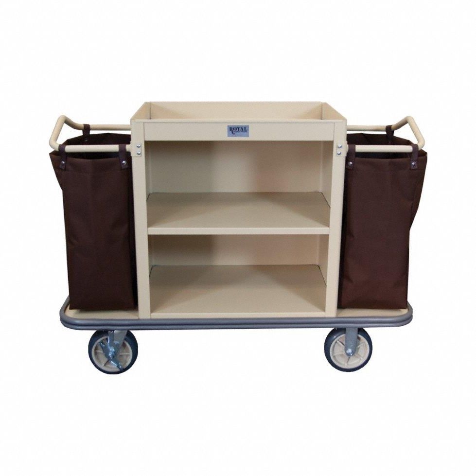 Housekeeping Cart: Black, 41 in Overall Ht, 22 in Overall Wd, 55 in Overall Dp