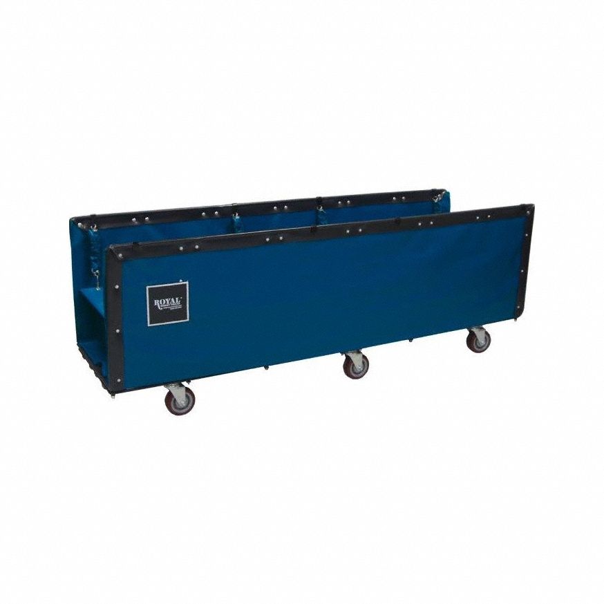 Flatwork Ironer Truck: Vinyl Liner, Blue, (4) Swivel, Corner, 85 in Overall Lg