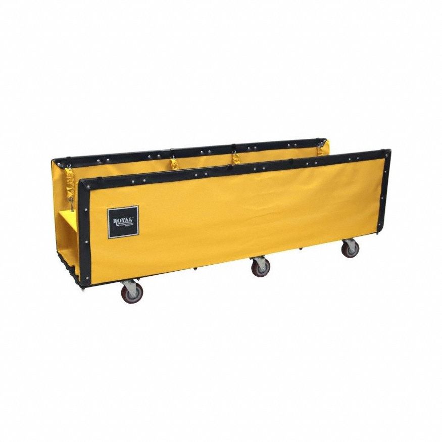 Flatwork Ironer Truck: Vinyl Liner, Yellow, (4) Swivel, Corner, 85 in Overall Lg