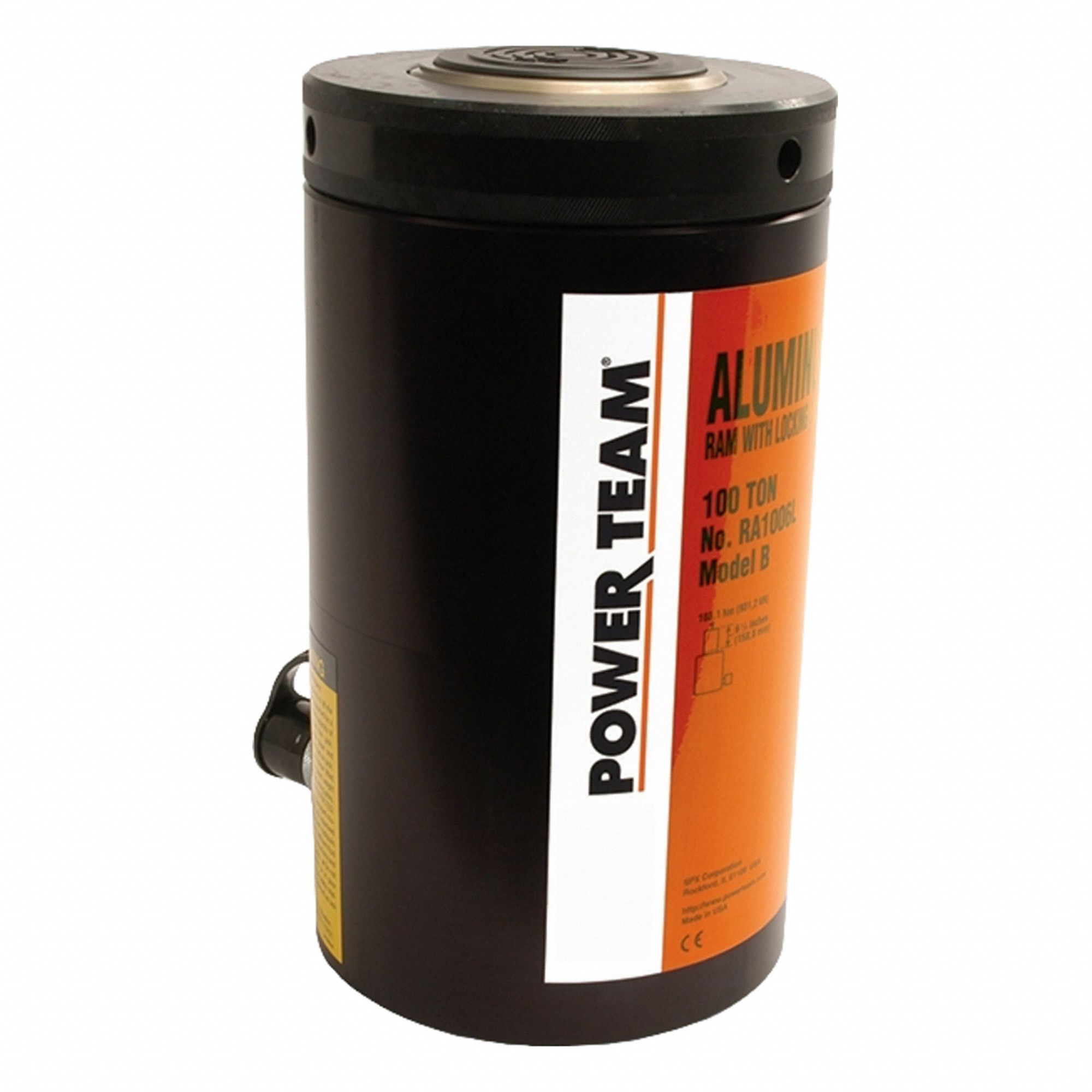 POWER TEAM Hydraulic Cylinder: 100 ton Nominal Capacity, 6 in Nominal Stroke Lg, 20.62 sq in, RAL (MPN RA1006L). Key specifications — attr1108313: RAL; attr96792: 20.62 sq in; attr98878: POWER TEAM.