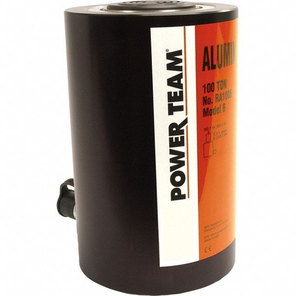 POWER TEAM Hydraulic Cylinder: Single Acting, 100 ton Nominal Capacity, 10 in Nominal Stroke Lg (MPN RA10010). Key specifications — attr98927: POWER TEAM.
