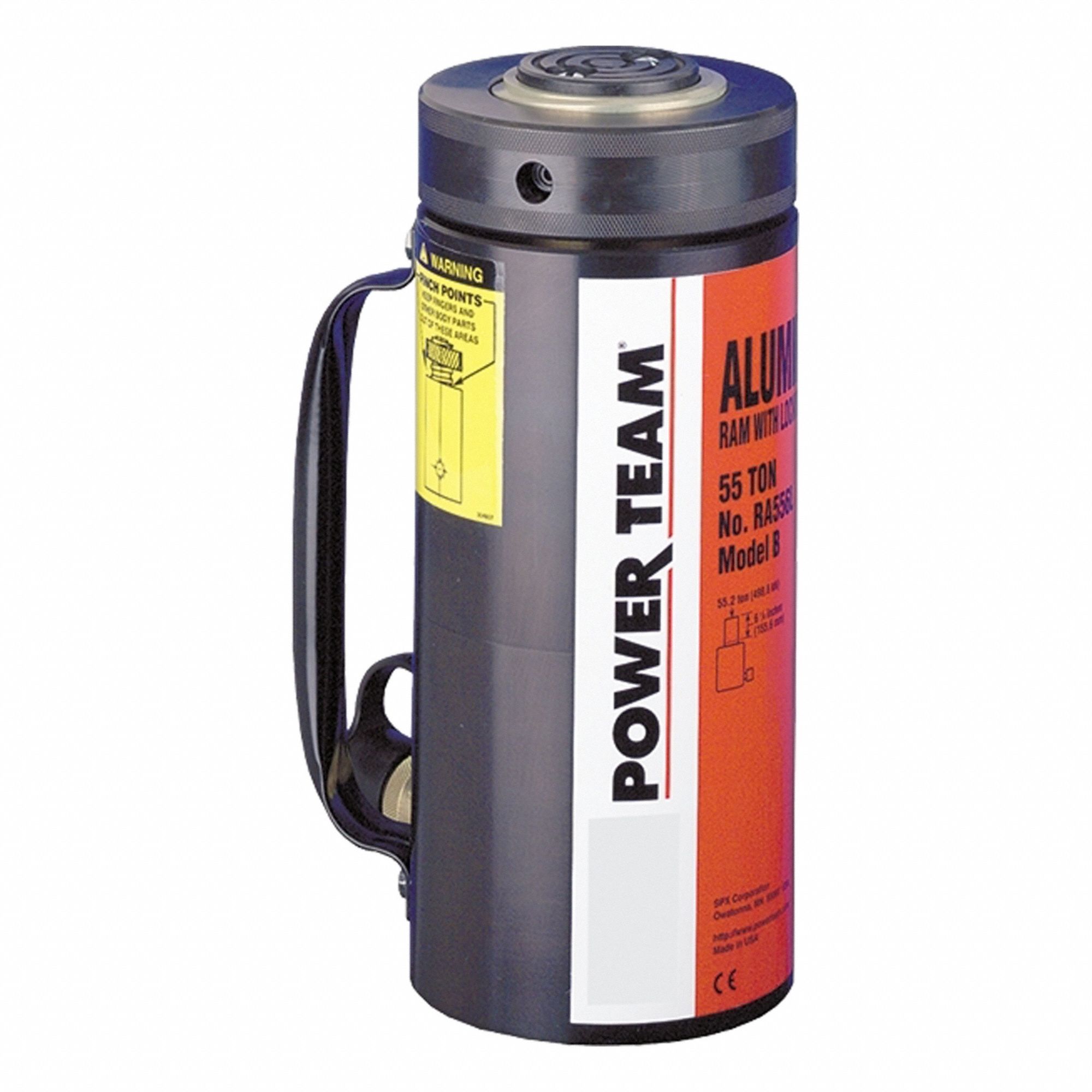 POWER TEAM Hydraulic Cylinder: 55 ton Nominal Capacity, 6 in Nominal Stroke Lg, 11.04 sq in, RAL (MPN RA556L). Key specifications — attr1108313: RAL; attr96792: 11.04 sq in; attr98878: POWER TEAM.