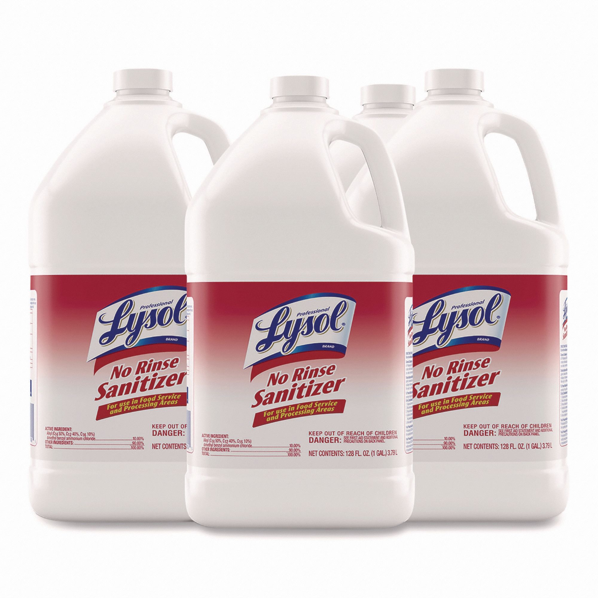 Disinfectant and Sanitizer: Jug, Concentrated, Liquid, Quat, Unscented, No Series, 4 PK