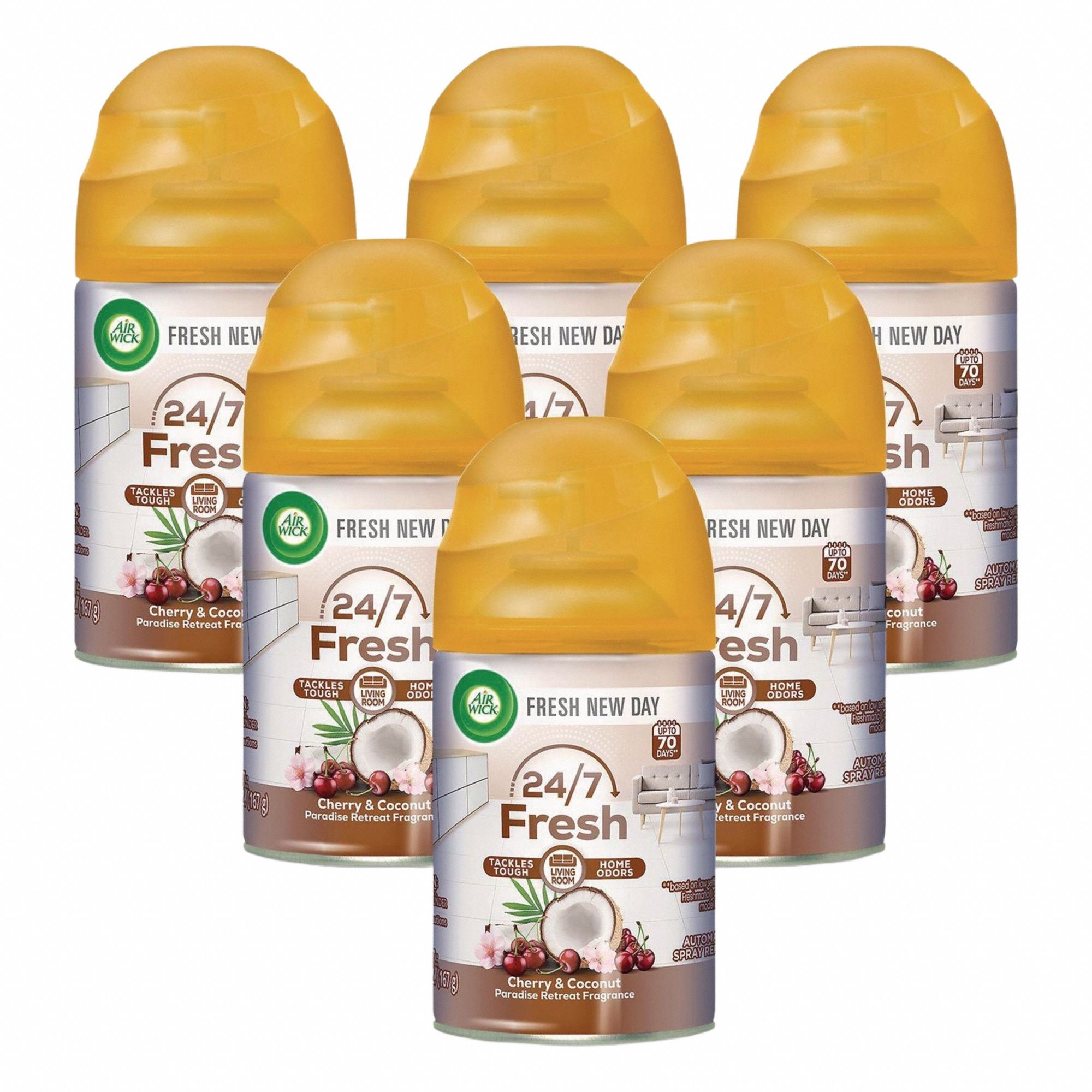 Air Freshener Refill: Freshmatic®, 5.89 oz Container Size, 70 day Refill Life, 6 PK