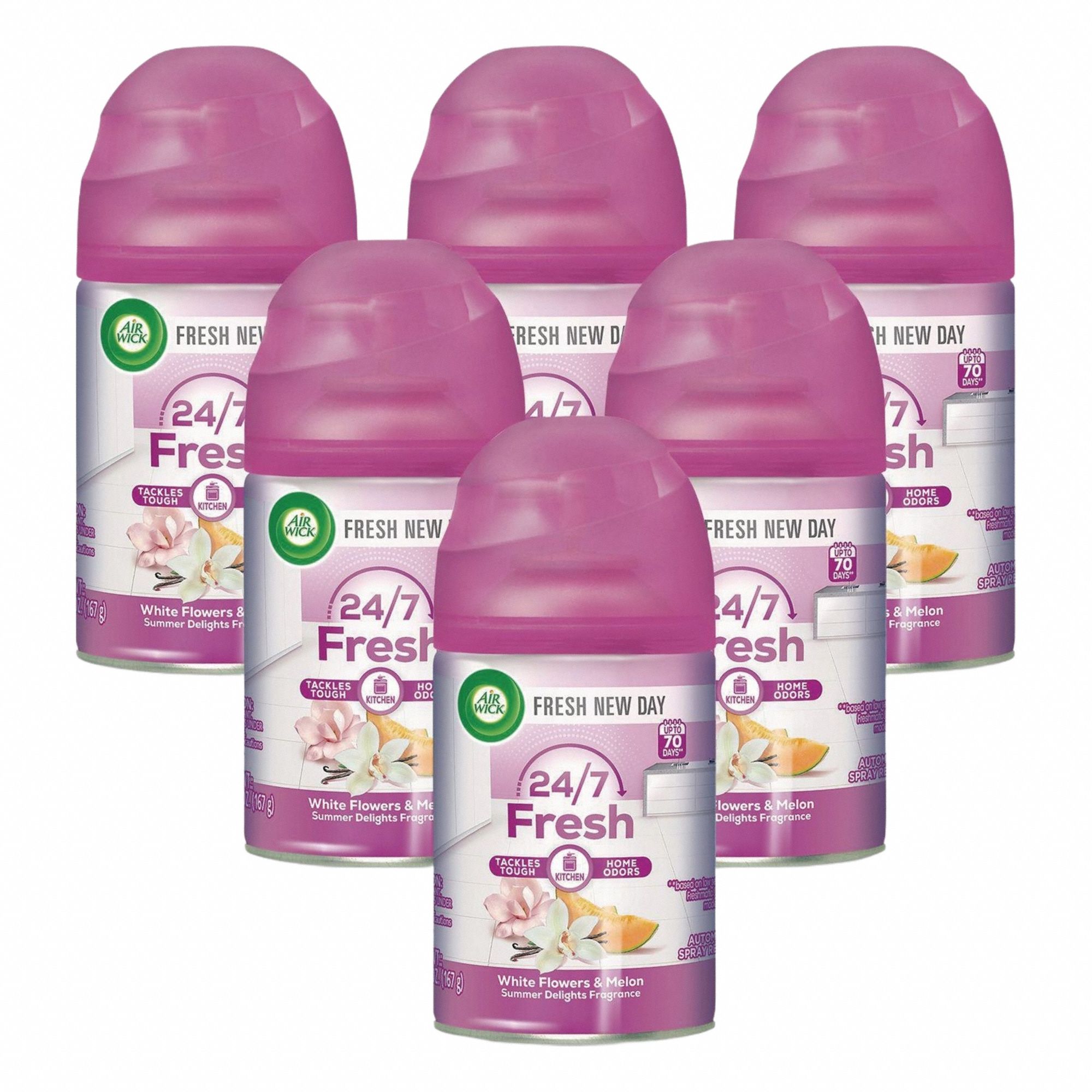 Air Freshener Refill: Freshmatic®, 5.89 oz Container Size, 70 day Refill Life, 6 PK