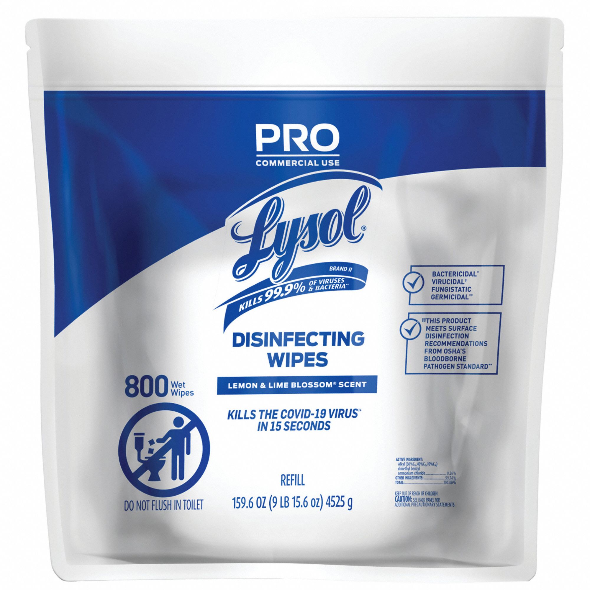 LYSOL, Bag, 800 ct Container Size, Disinfecting Wipes 796AN019200