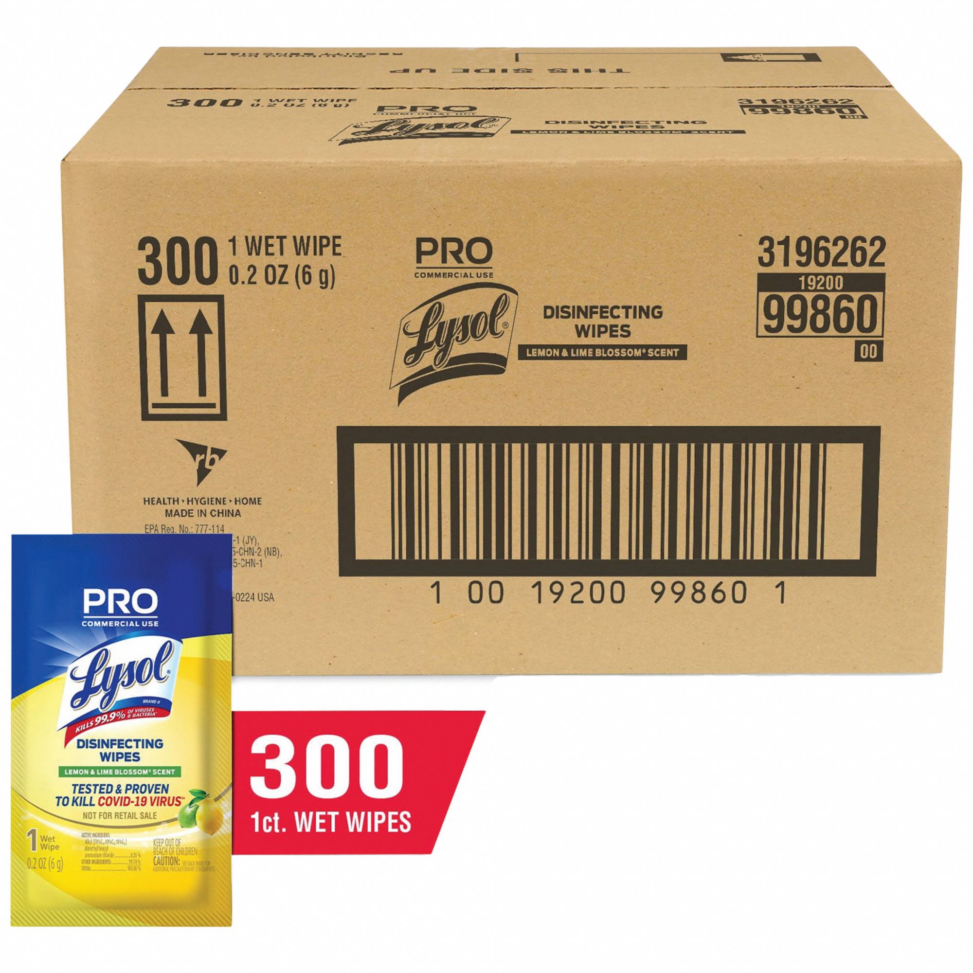 LYSOL Disinfecting Wipes Packet, 300 ct Container Size, Ready to Use