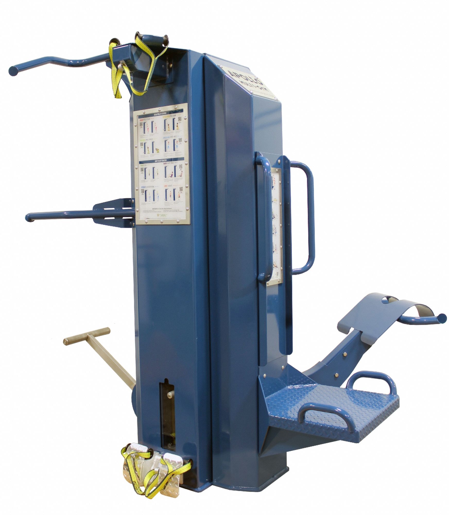 Workout Station: 85 in Overall Ht, 76 in Overall Lg, 73 in Overall Wd, Blue