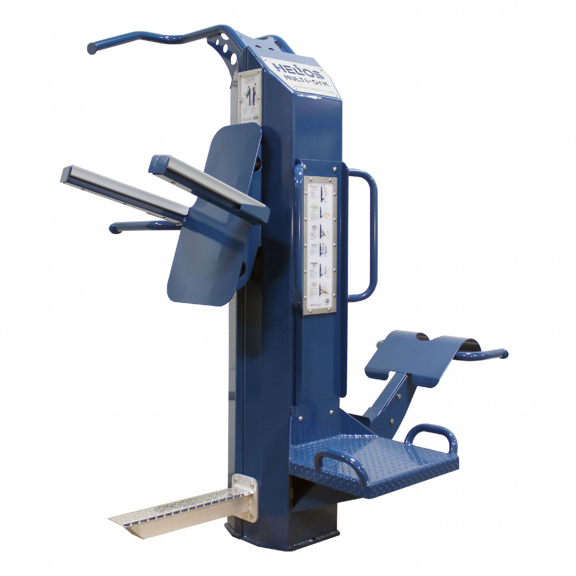 Workout Station: 85 in Overall Ht, 65 in Overall Lg, 80 in Overall Wd, Blue