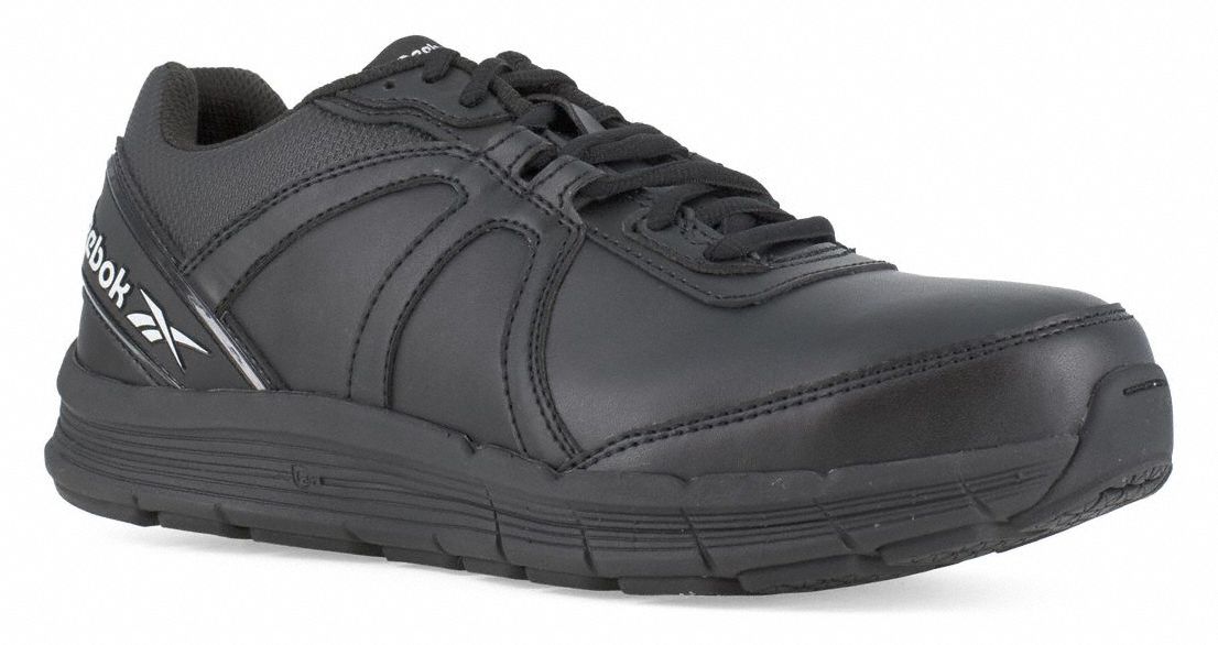 Athletic Shoe: Men's, Size 10 1/2, M, Black, Steel Toe Cap, Removable Insole