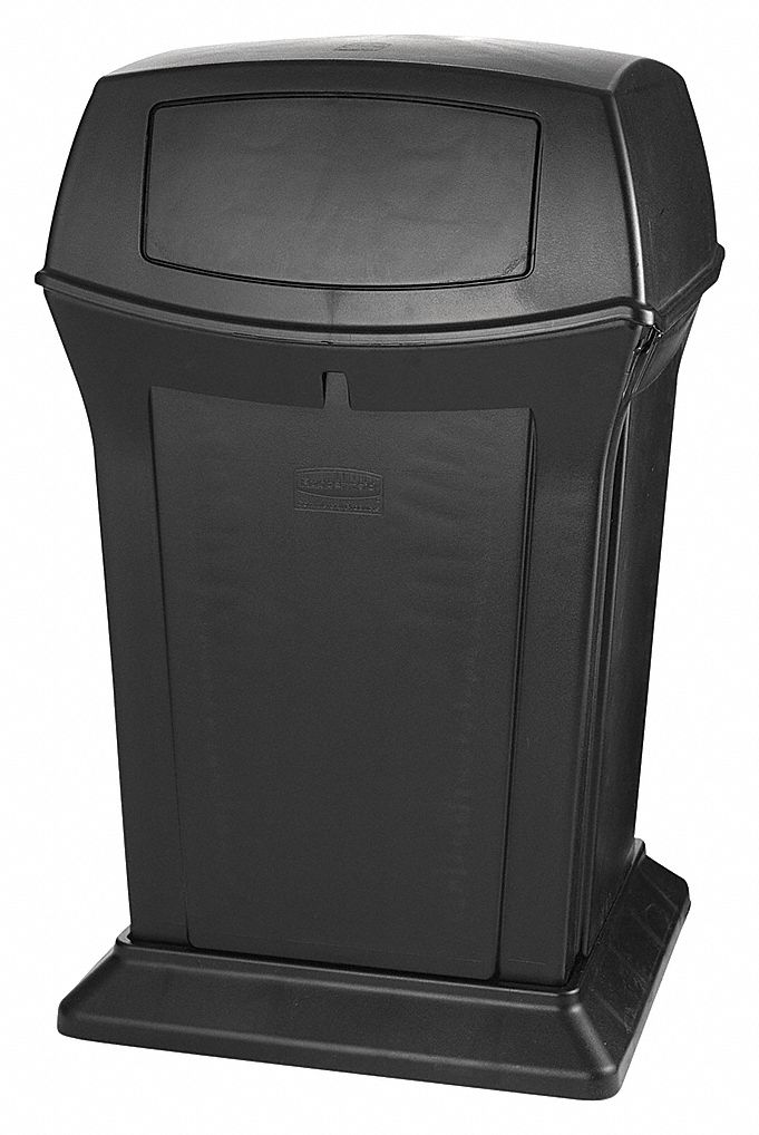 RANGER WASTE CONTAINER, SQ, ENVIRONMENT FRIENDLY, CAP 45 GAL, BLACK, 41 1/2 IN H