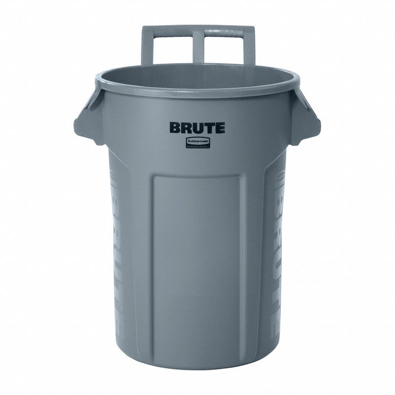 Trash Can Gry 32 gal Plastic