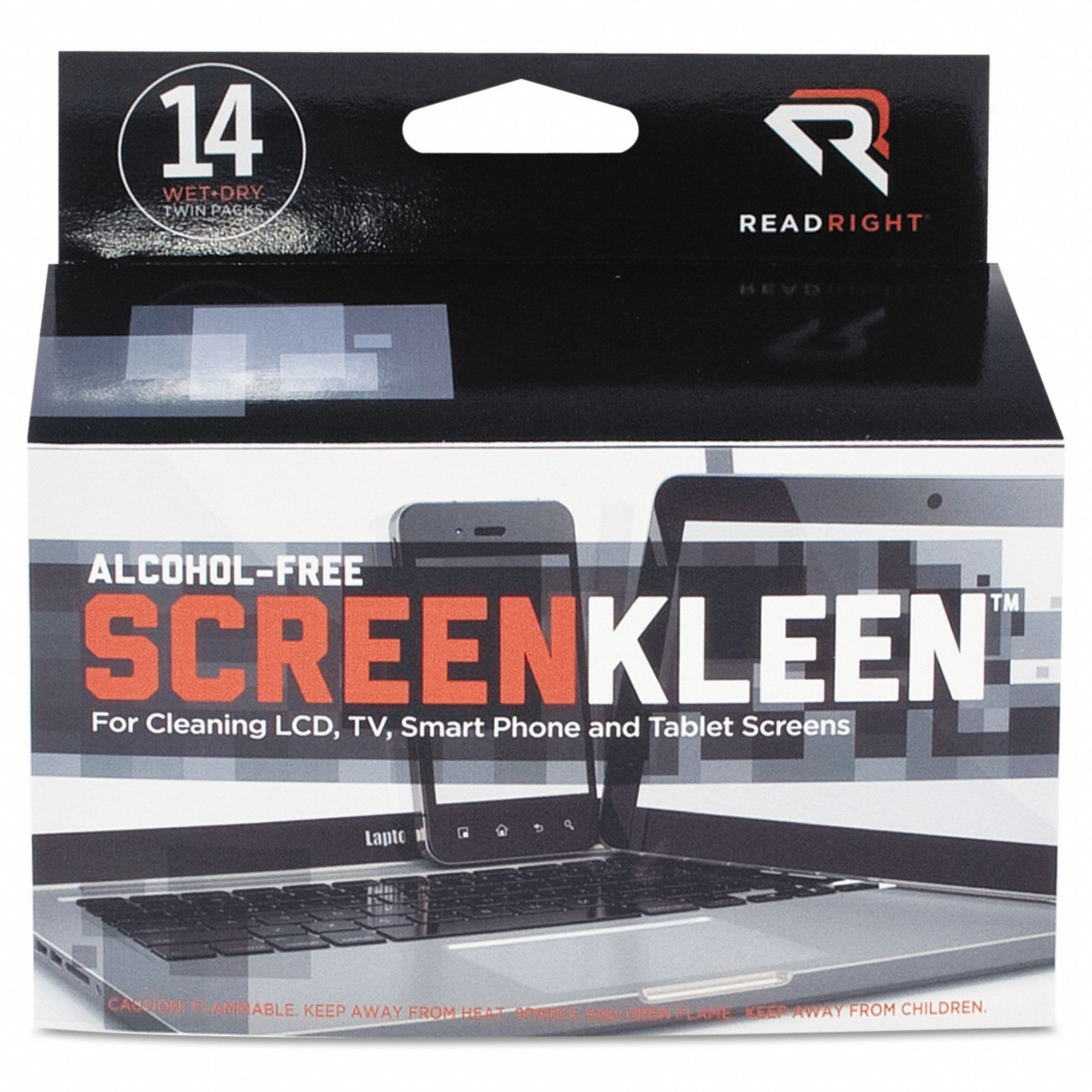 Screen Wipes: 5 x 5 in Sheet Size, 14 PK