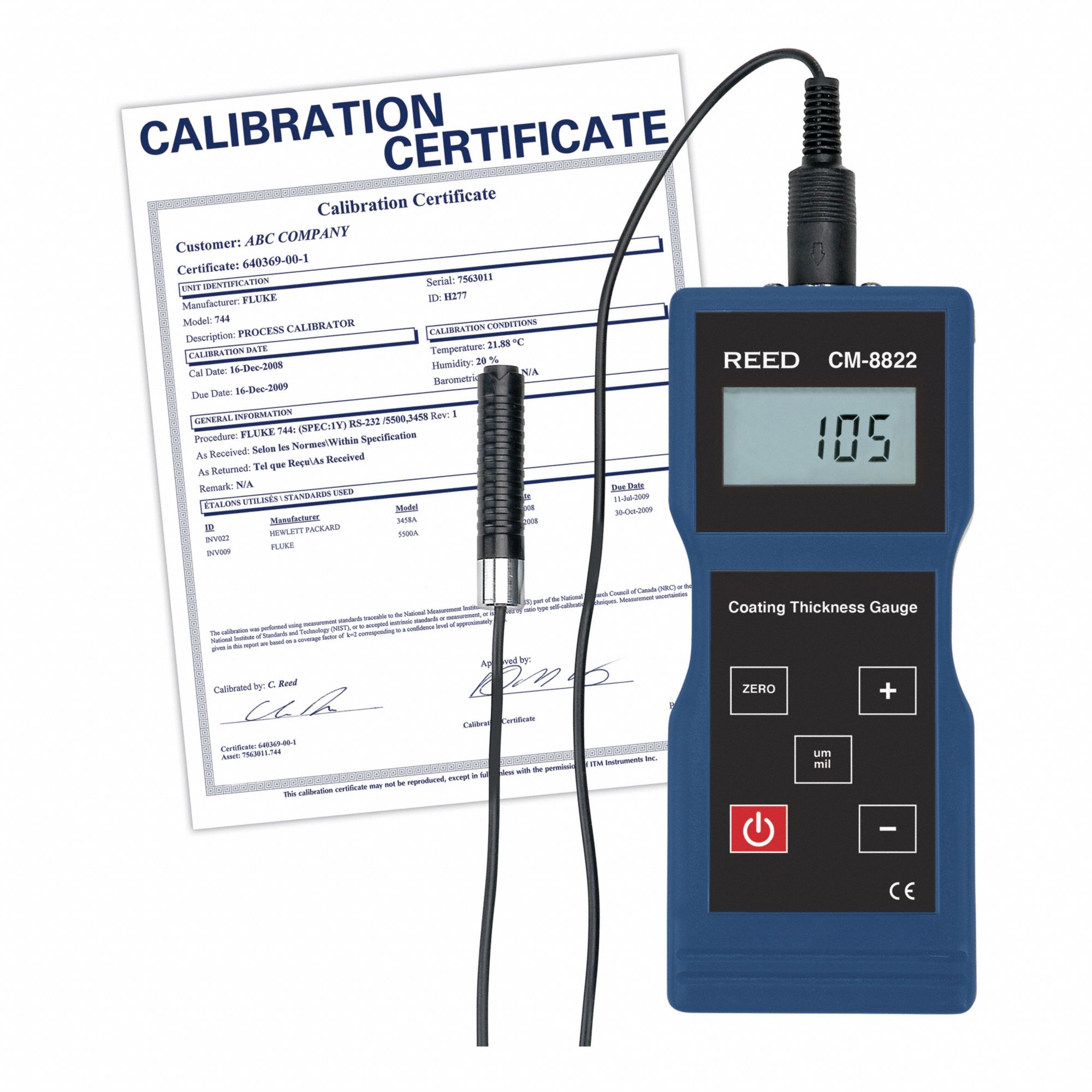 REED COATING THICKNESS GAUGE KIT, 0 40 MILS RANGE, 3 FT PROBES