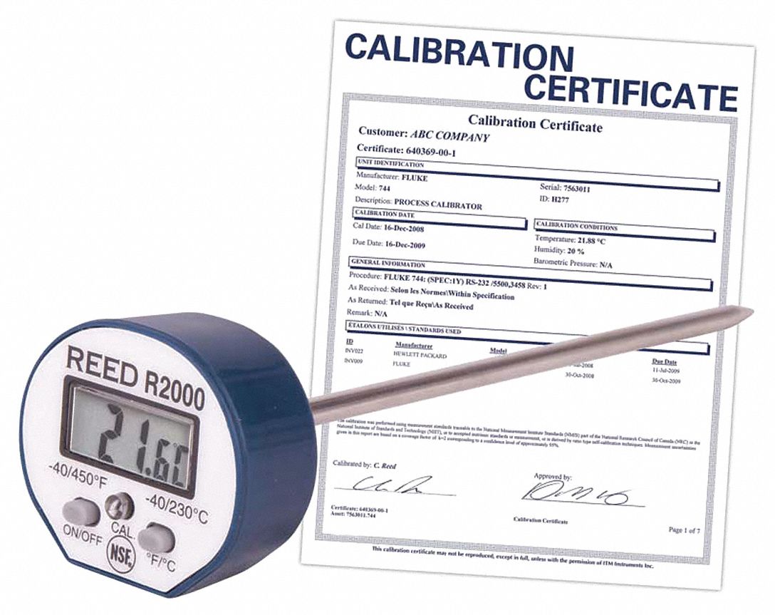 THERMOMÈTRE À TIGE,A/ CERTIFICAT NIST,PLG -40 ° C À 230 ° C,4,75 PO,AC INOXYDABLE