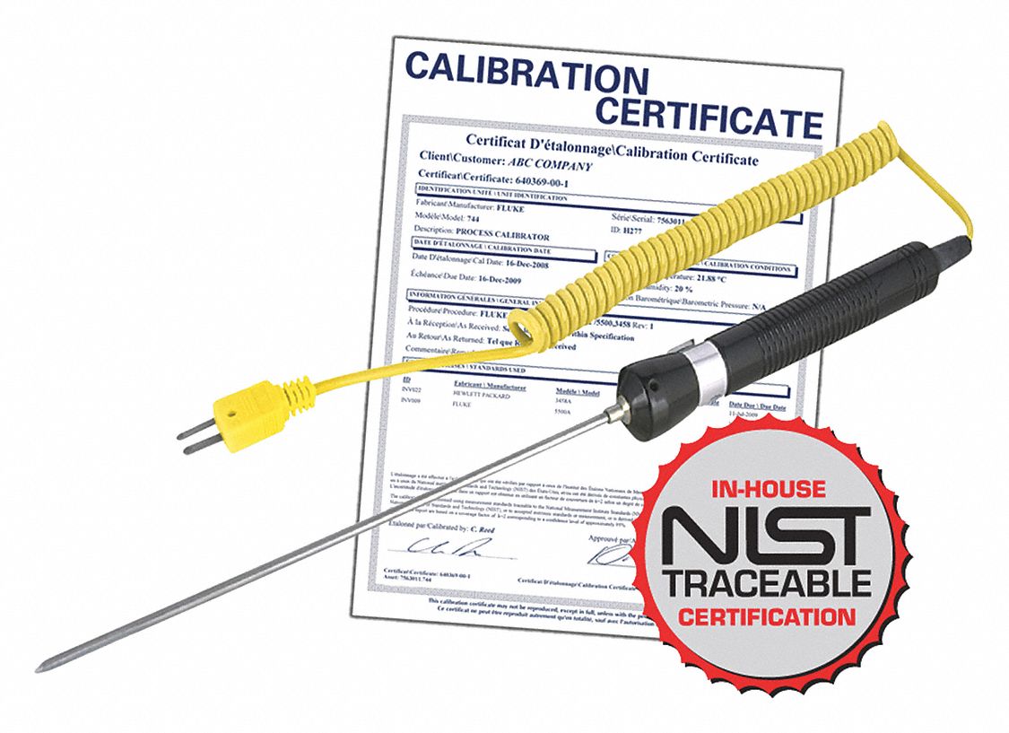 TEMPERATURE PROBE,CALIBRATION CERT.,7.1"