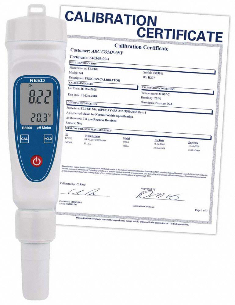 PH METER, LCD DUAL DISP, CALIBRATION CERT, ACCURACY +/- 1.8 ° F, PH RNGE 0.00-14.00, WHITE, PLASTIC