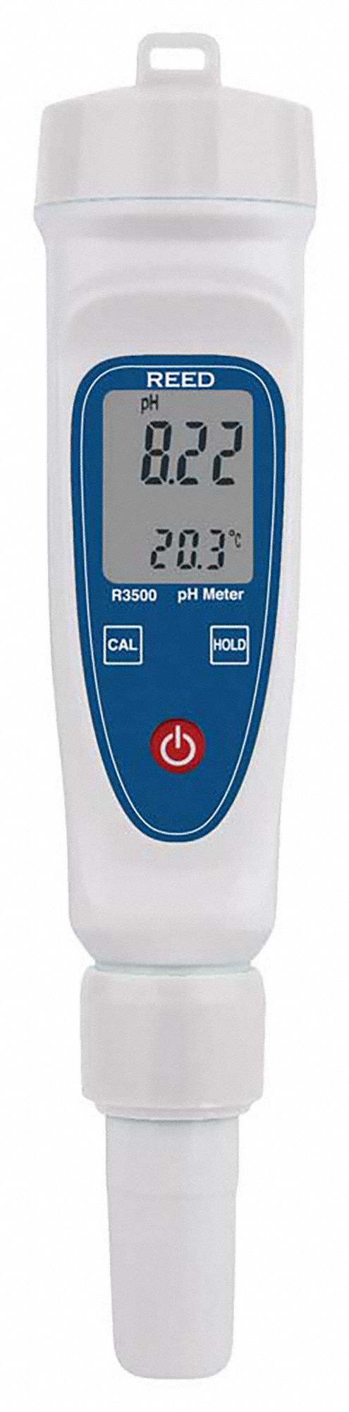 PH METER, LCD DUAL DISPLAY, ACCURACY +/- 1.8 ° F, PH RANGE 0.00-14.00, WHITE, PLASTIC