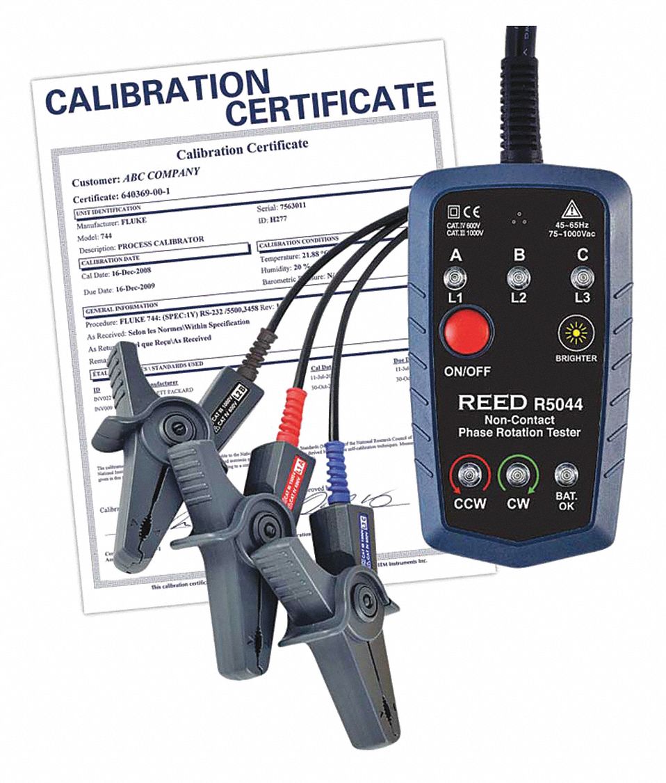 NON-CONTACT PHASE ROTATION TESTER W NIST, 75 TO 1000 V AC, 45 TO 65 HZ