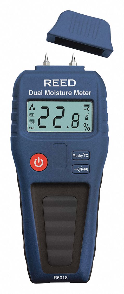 MOISTURE METER, WITH 9V BATTERY/CAP, FOR WOOD/BUILDING MATERIALS, PIN AND PINLESS