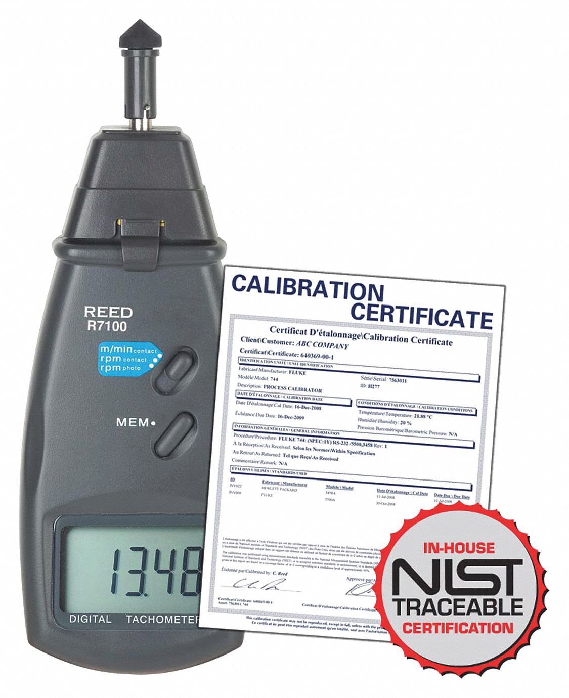 LASER PHOTO TACHOMETER WITH CALIBRATION