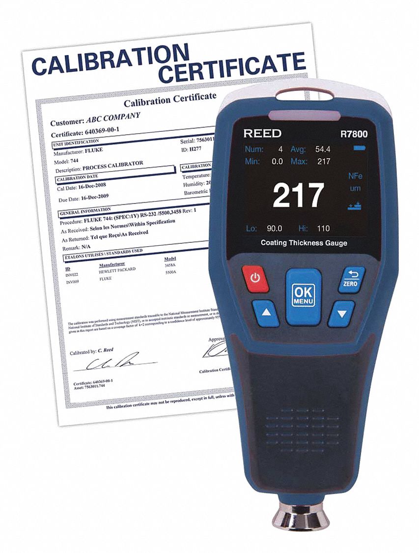 REED COATING THICKNESS GAUGE W/NIST KIT, 0 - 49 MILS RANGE, RECORDING ...