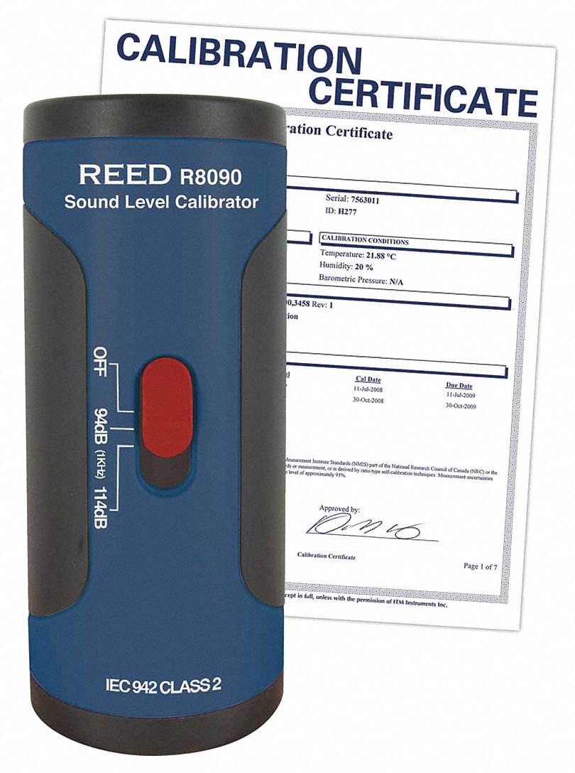 SOUND METER CALIBRATOR, WITH 9V BATTERY/CALIBRATION CERTIFICATE, 4 23/32 X 1 49/64 IN