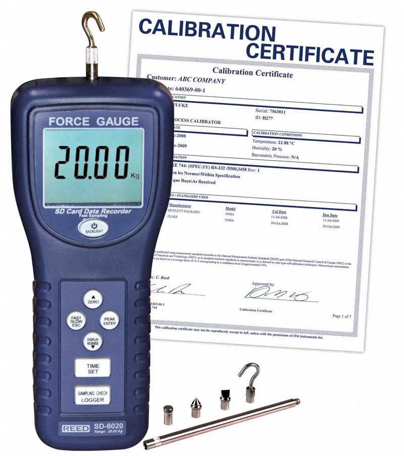 DIGITAL FORCE GAUGE, LCD, RANGE 44.11 LBS, (6) AA BATTERIES OR AC ADAPTER, 1 YR WARRANTY