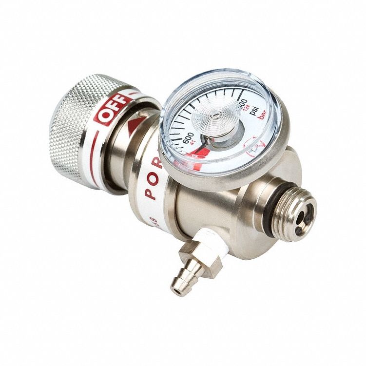 Gas Cylinder Regulator: Gas Regulator, Stainless Steel, 0.5 lpm Max Flow Rate