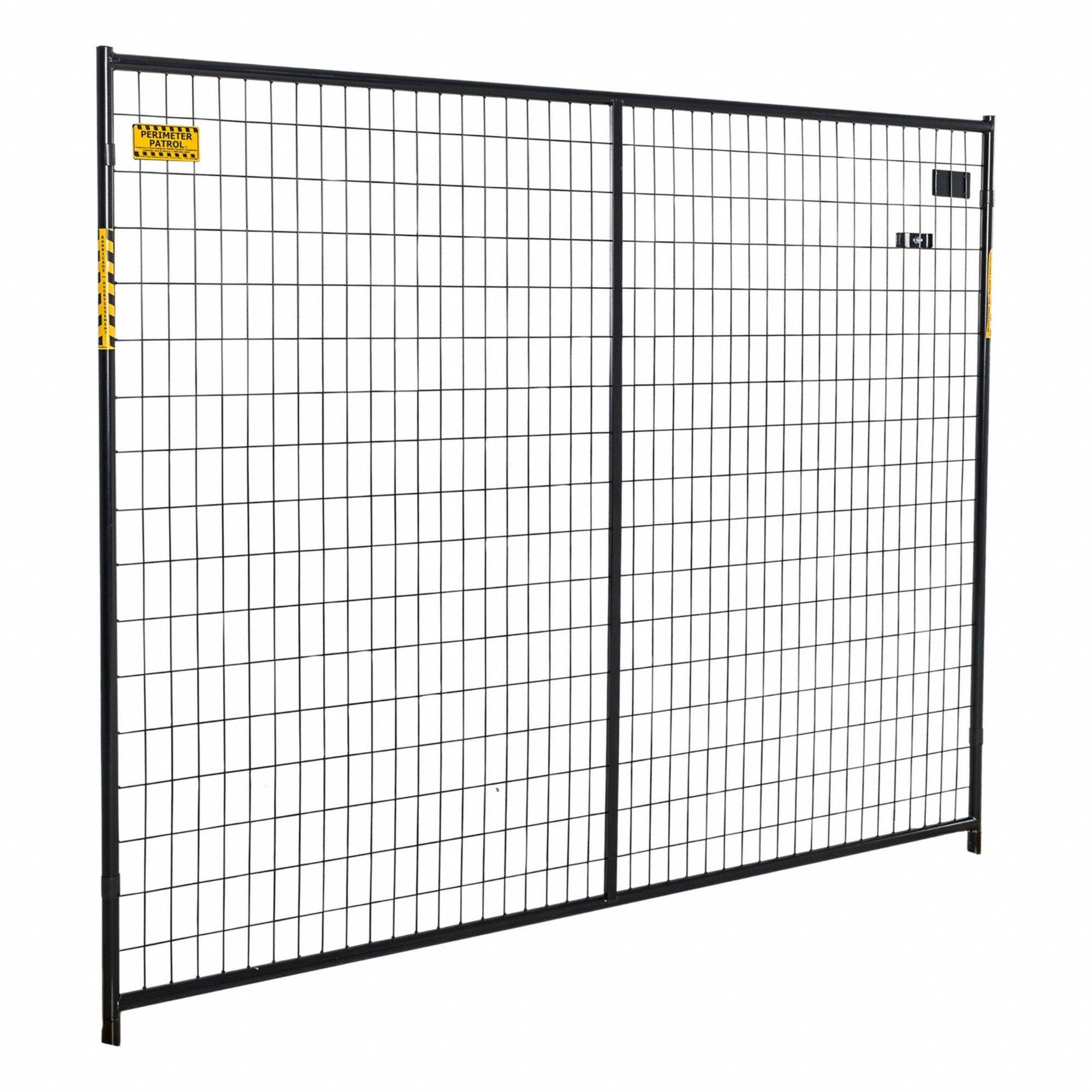 Security Barrier: 6 ft Ht, 7 1/2 ft Lg, Black, Single Panel, Steel, Powder Coated