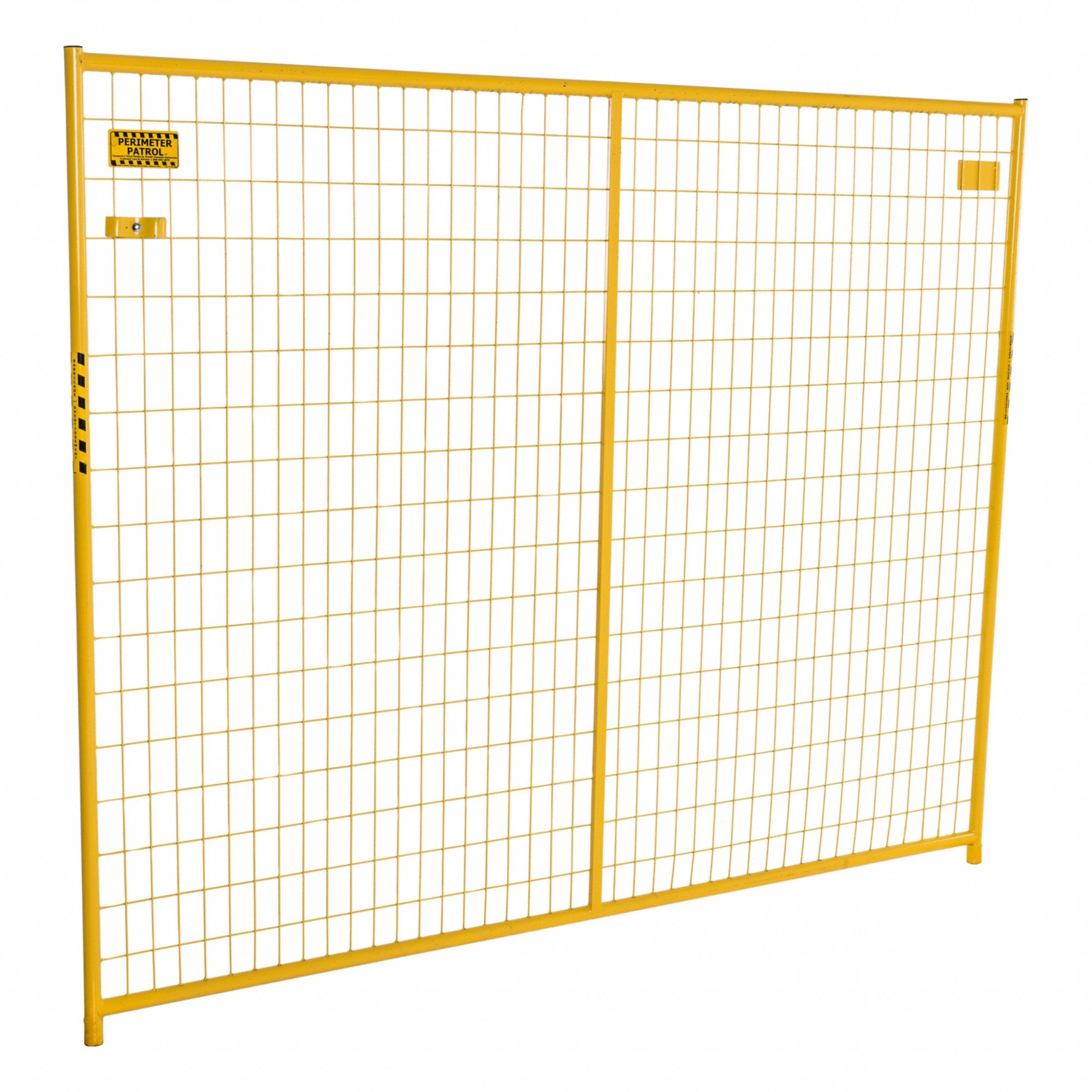 Security Barrier: 6 ft Ht, 7 1/2 ft Lg, Yellow, Single Panel, Steel, Powder Coated
