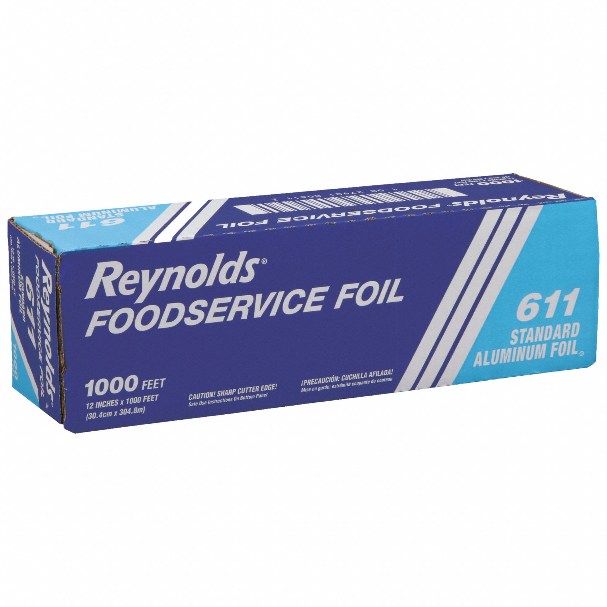 Aluminum Foil Roll: Medium-Wt, 1, 000 ft Roll Lg, No Fold, 12 in Sheet Wd