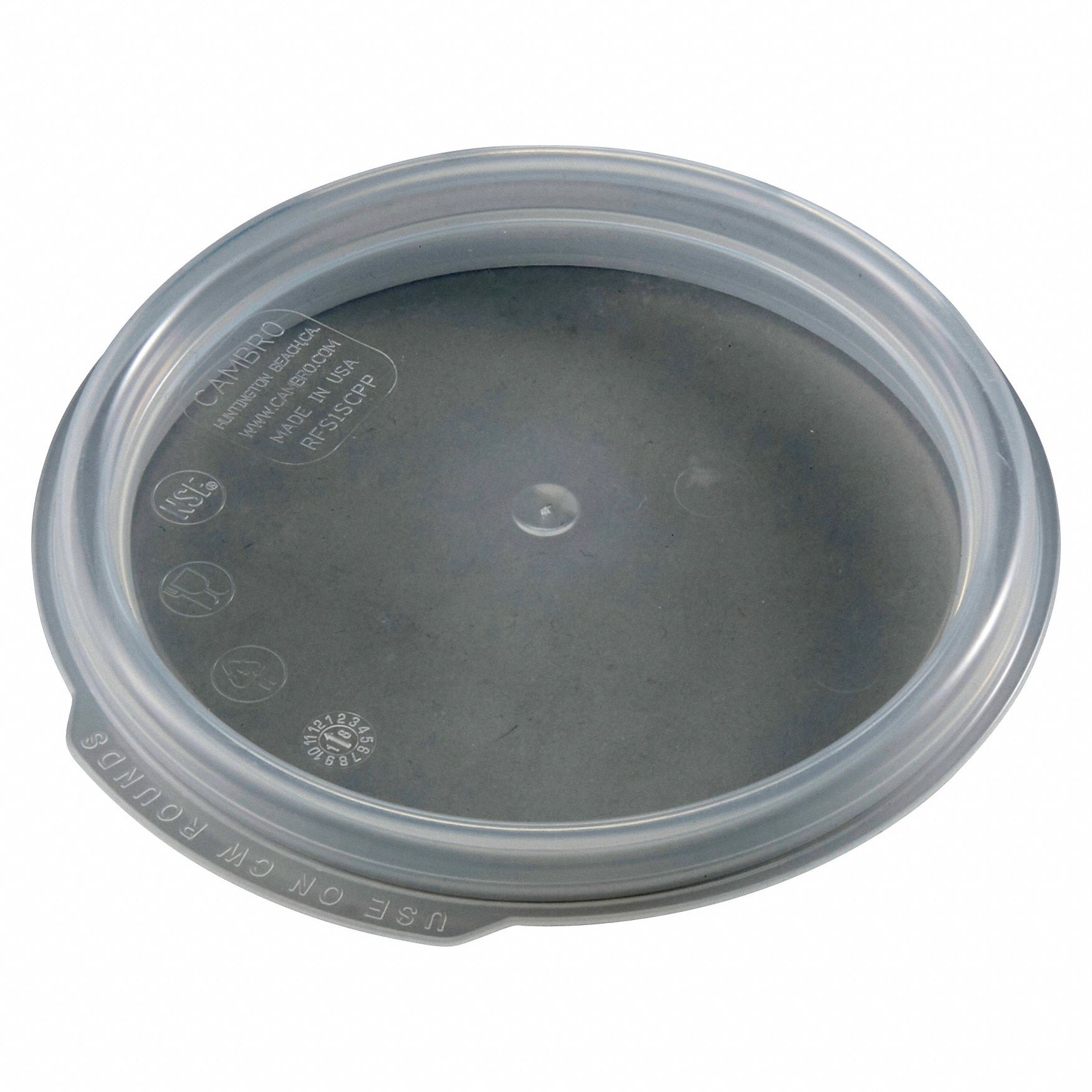 Seal Lid: 1 qt Capacity, Clear Body, Polycarbonate, NSF Certified, Clear