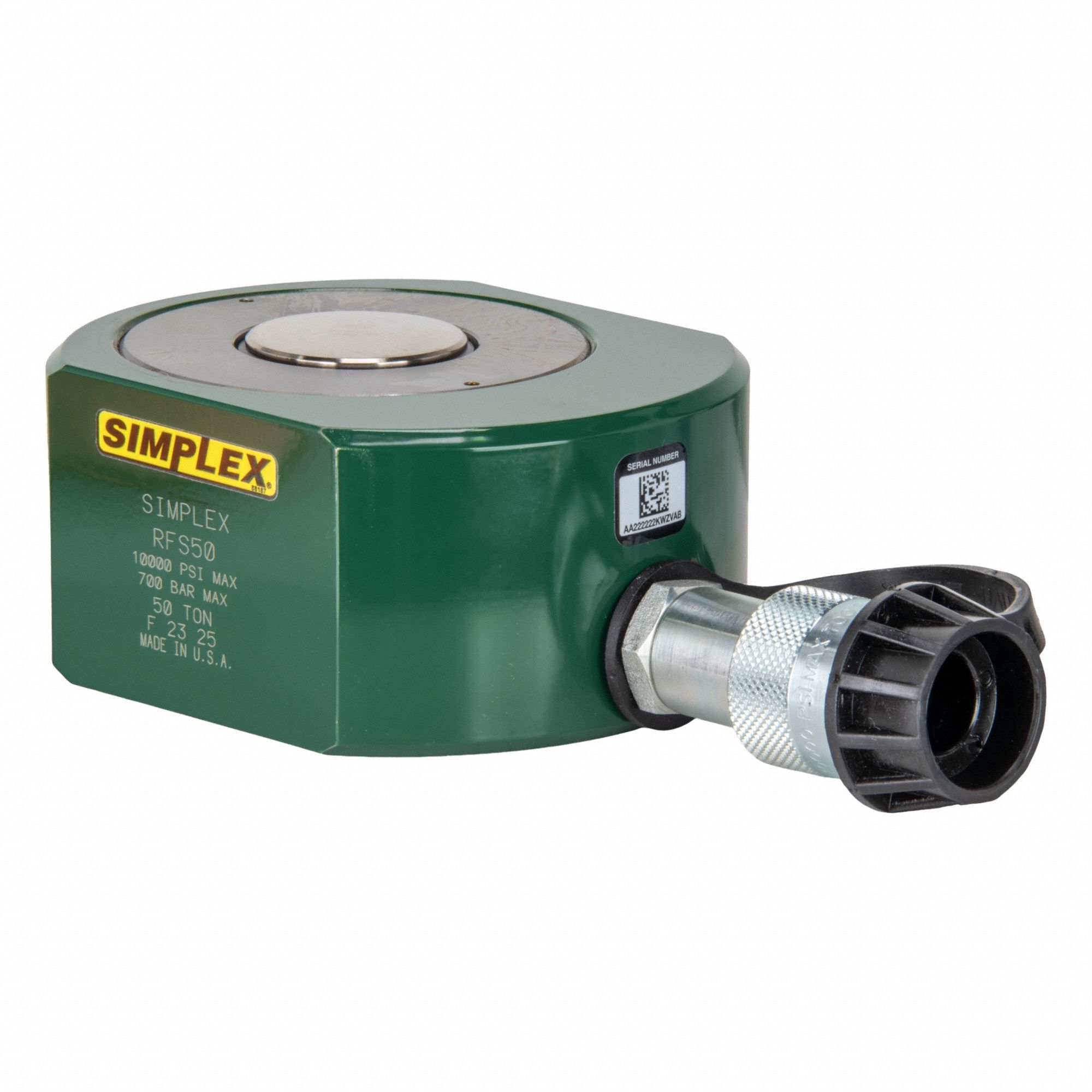 Cylinder: Single Acting, 50 ton Nominal Capacity, 5/8 in Nominal Stroke Lg, Steel