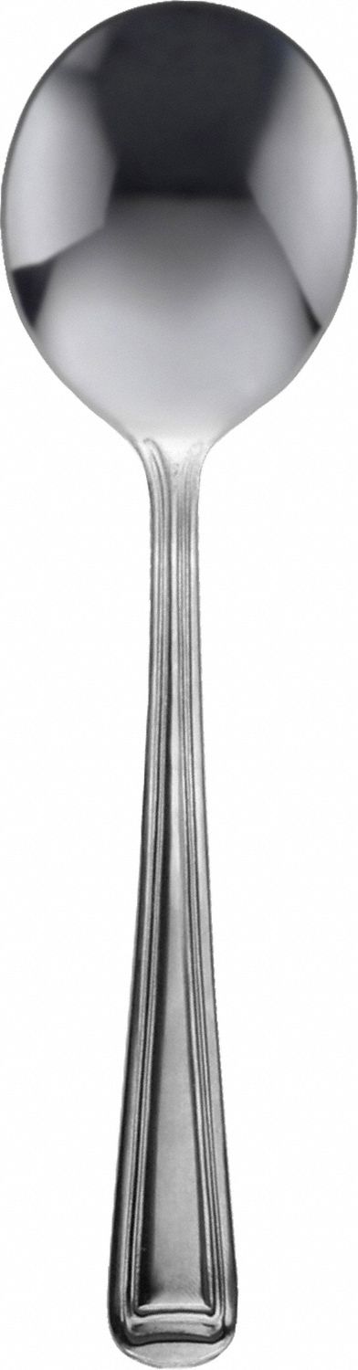 Bouillon Spoon: Rio Grande, 18/0, Stainless Steel, 6 in Overall Lg, Silver