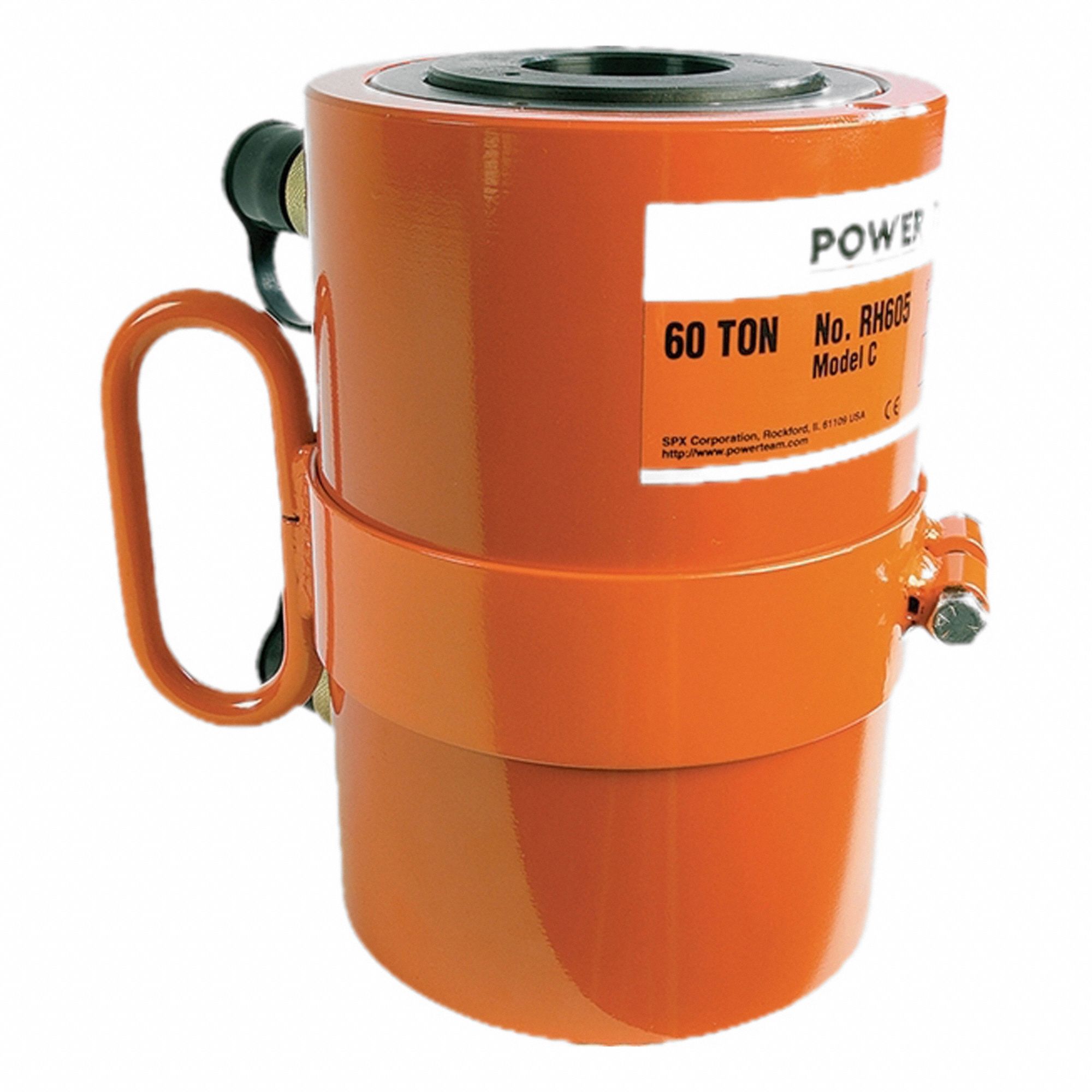 POWER TEAM Hollow Hydraulic Rams: 60 ton Nominal Capacity, 5 in Nominal Stroke Lg, 2.13 in, RH (MPN RH605). Key specifications — attr1099385: 2.13 in.
