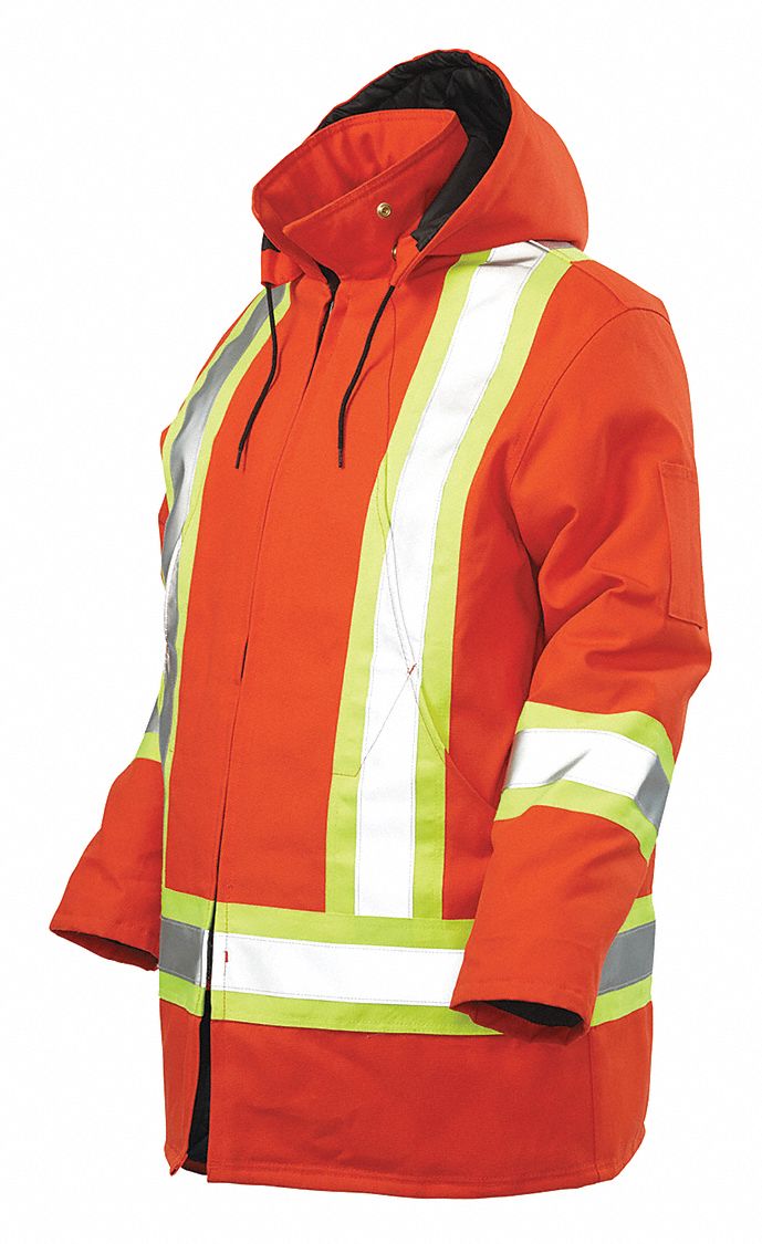 MEN'S HI-VIS DUCK SAFETY PARKA, MEDIUM, ORANGE, 100% COTTON, 100% POLYESTER  LINING