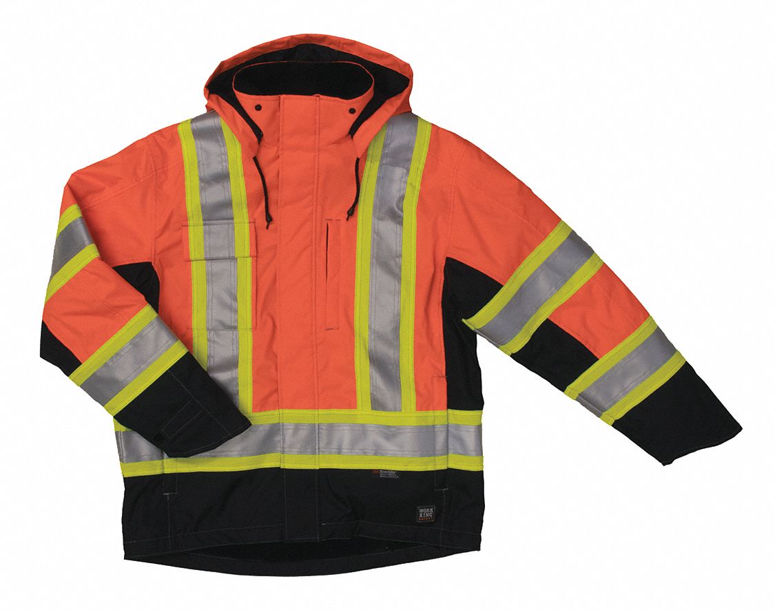 TOUGH DUCK HI-VIS LINED SAFETY PARKA, ANSI CLASS 3, 2XL, ORANGE,  ZIPPER/SNAPS, 5 POCKETS - High-Visibility Jackets & Coats -  RICS24511-2XL-FLOR