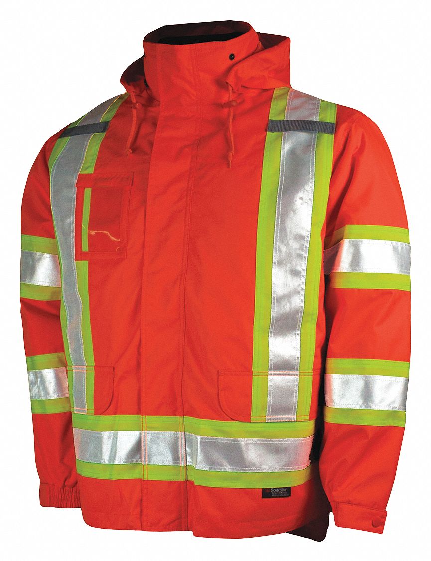 MEN'S HI-VIS 5-IN-1 SAFETY JACKET, 3XL TALL, HI-VIS ORANGE, POLYESTER, POLYESTER LINING