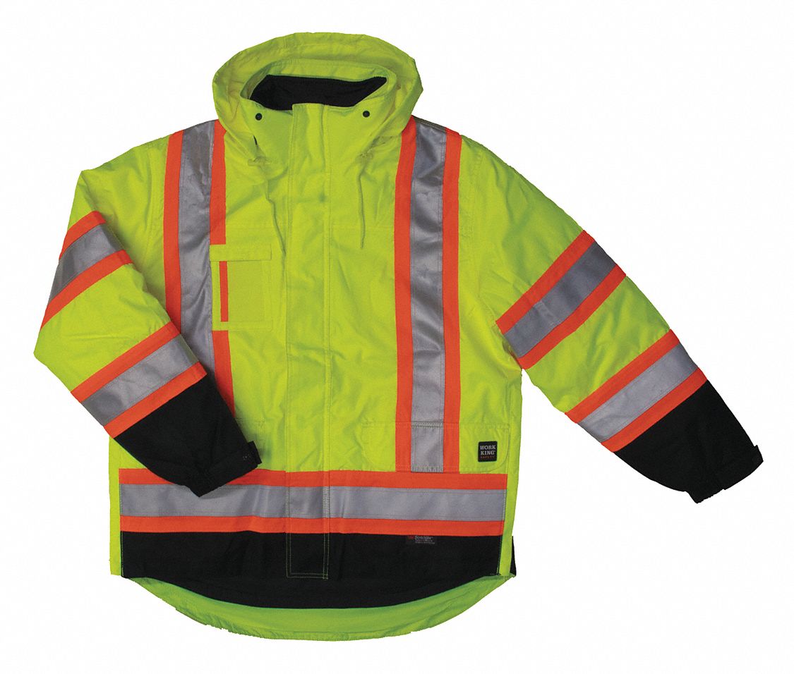 5-IN-1 HI-VIS SAFETY PARKA, ANSI CLASS 3, 3XL, GREEN, ZIPPER/STORM FLAP