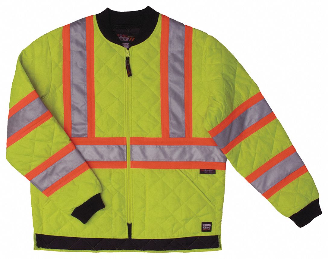 HI-VIS JACKET, ANSI CLASS 3, 3XL, GREEN, ZIPPER, 2 POCKETS, QUILTED