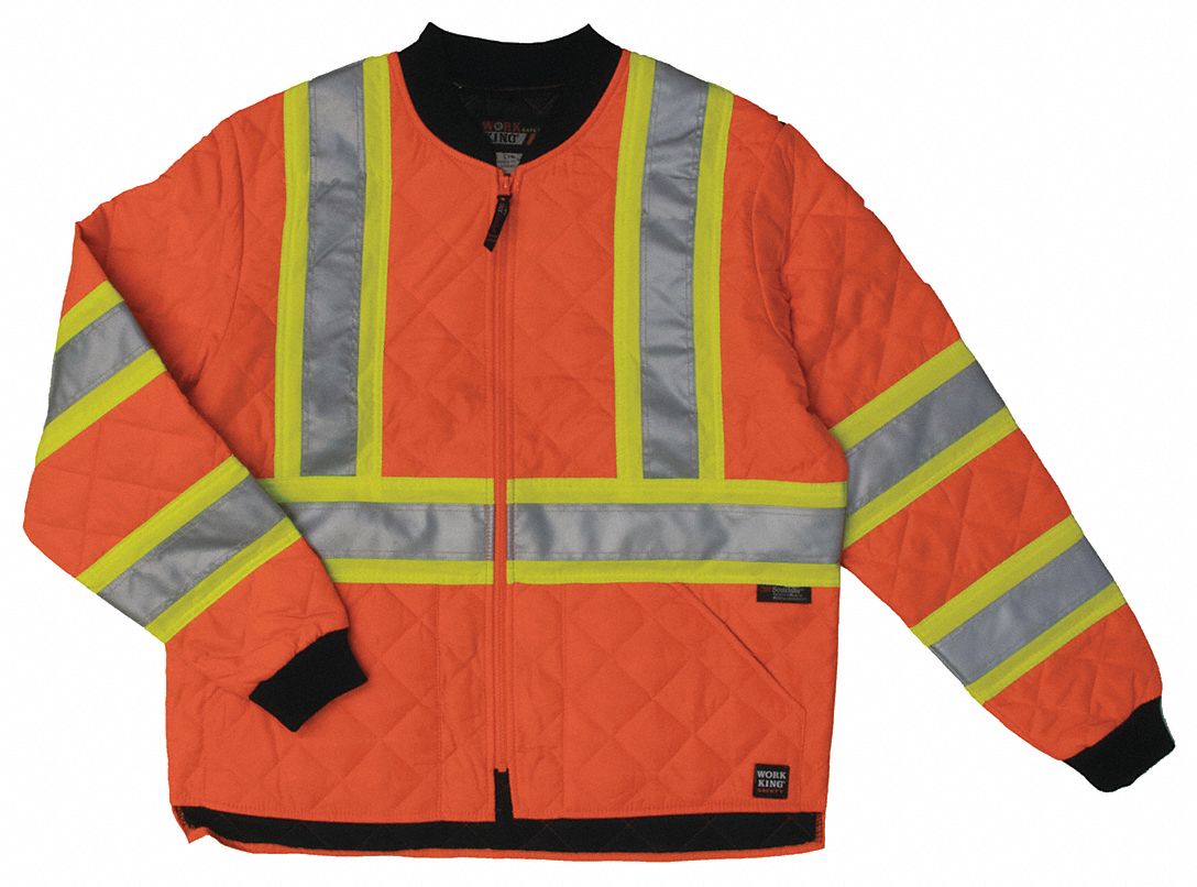 HI-VIS JACKET, ANSI CLASS 3, 4XL, ORANGE, ZIPPER, 2 POCKETS, QUILTED