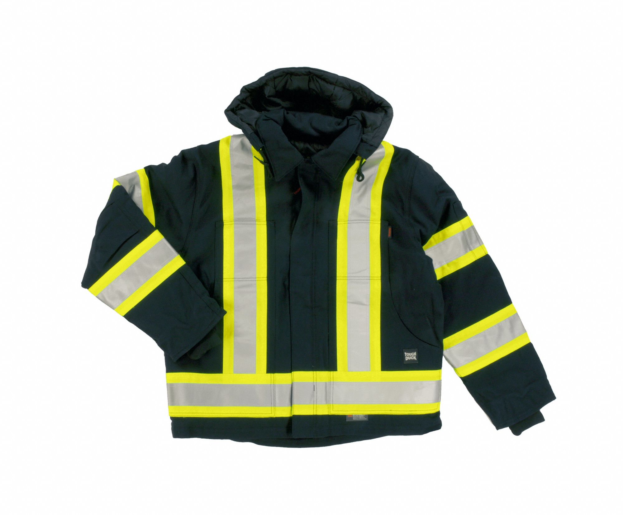 MEN'S S457 JACKET, XS, BLACK, COTTON, ZIPPER CLOSURE, POLYESTER LINING, HI-VIS