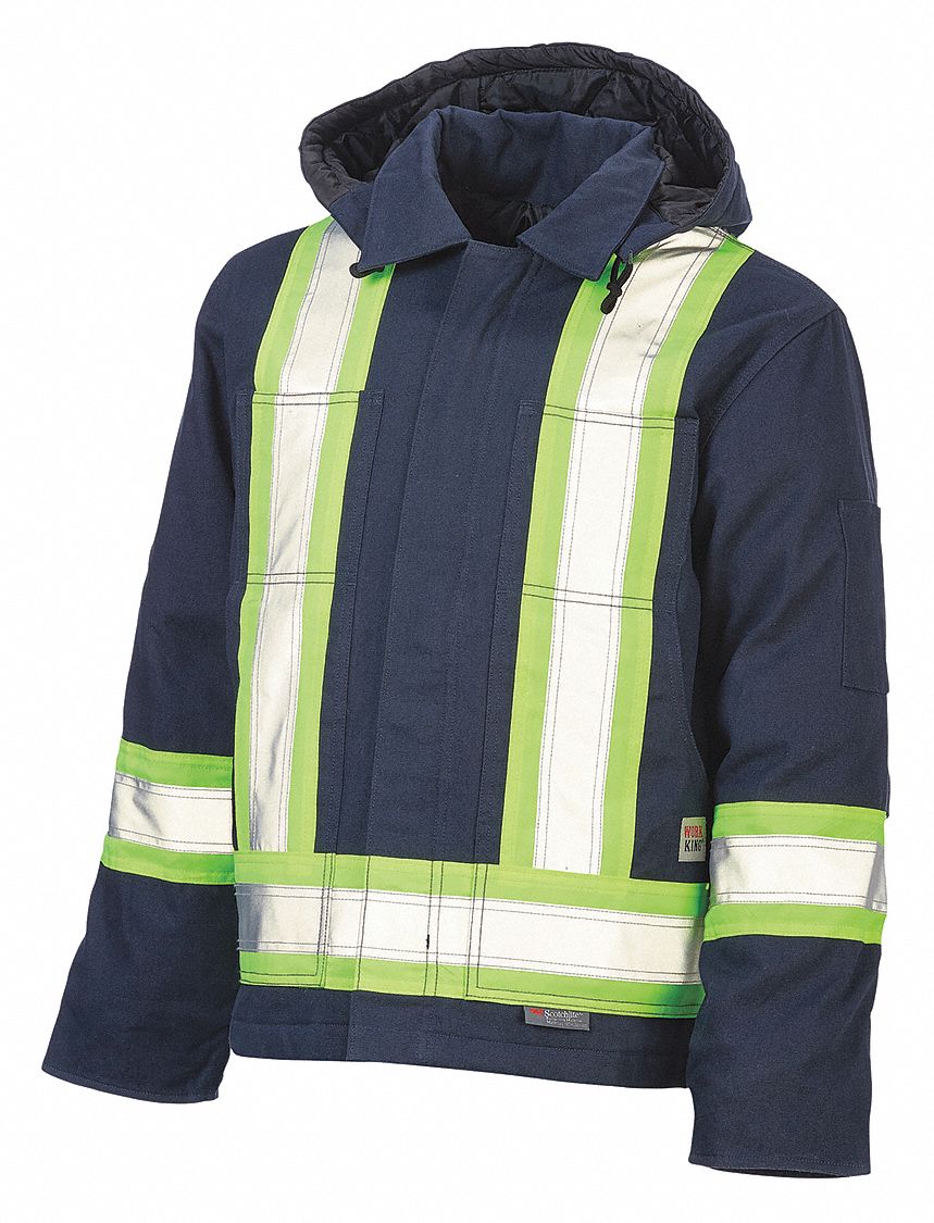 MEN'S DUCK SAFETY JACKET, 3XL, BLACK, 100% COTTON, 100% POLYESTER LINING