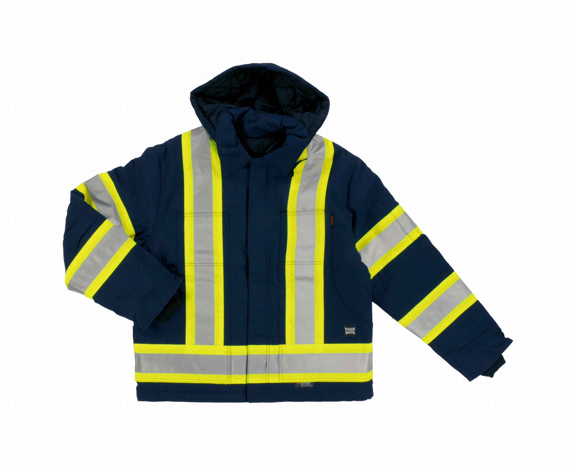 MEN'S S457 JACKET, 5XL, NAVY, COTTON, ZIPPER CLOSURE, POLYESTER LINING, HI-VIS