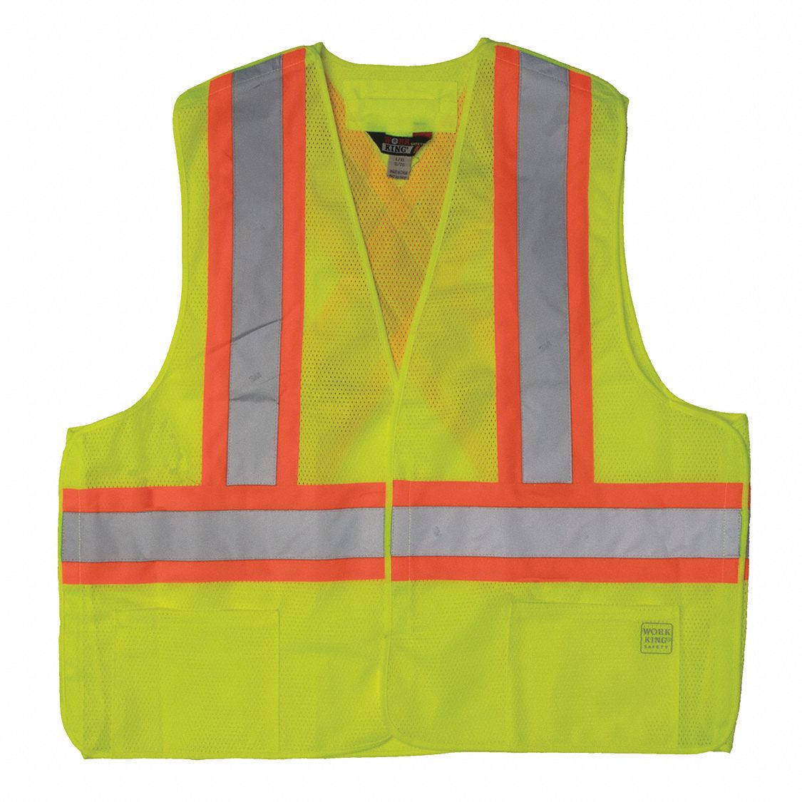 GILET DE SÉCURITÉ HTE VISIBILITÉ,HOMME,P/M,VERT FLUO,100% TISSU À ŒIL,5 PTS DÉTACHABLES