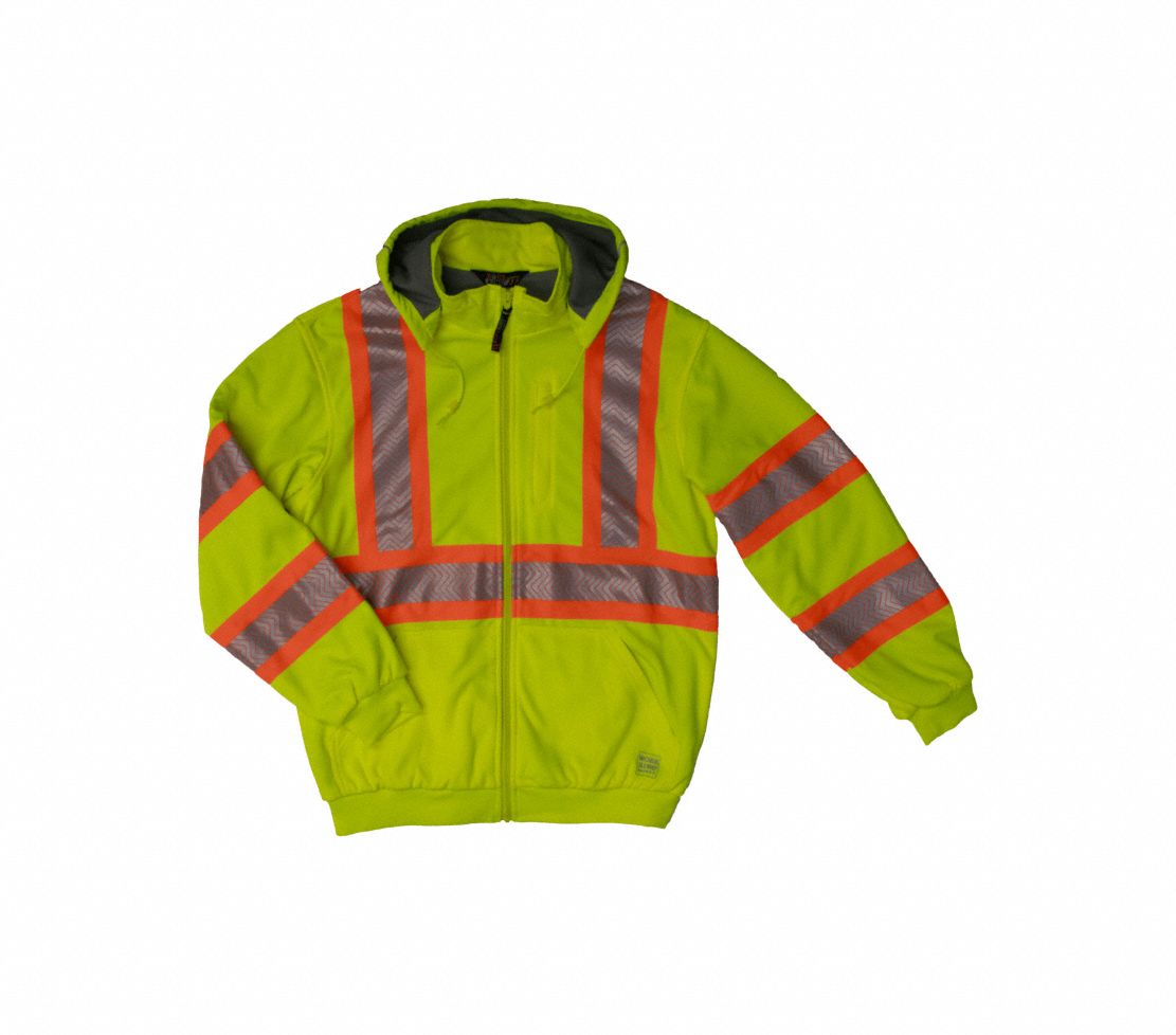 TOUGH DUCK THERMAL LINED SAFETY HOODIE,FLGR,XS - High-Visibility Hoodies &  Sweatshirts - RICSJ161FLGRXS