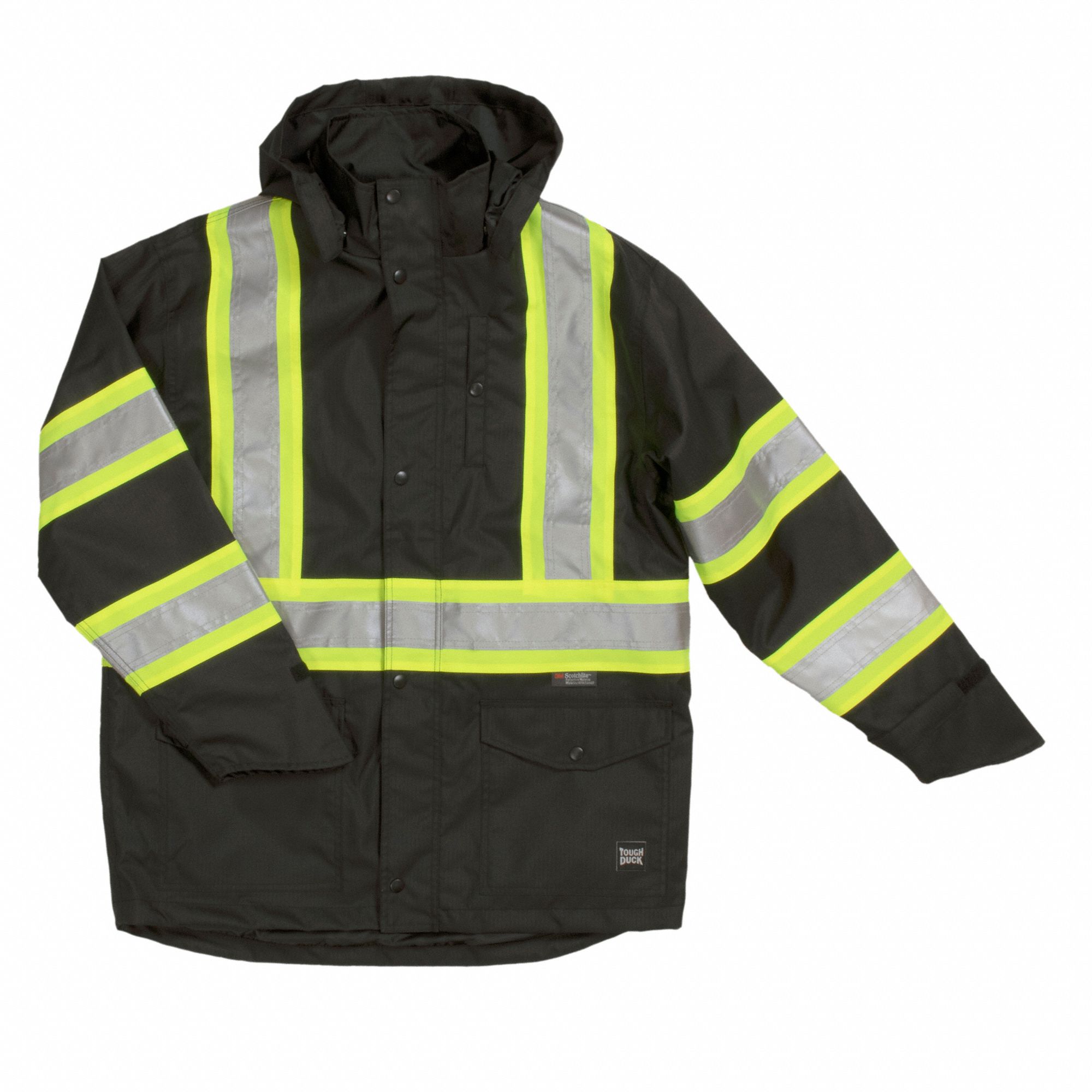 MEN'S SJ35 RAIN JACKET, BLACK, 2XL, POLYESTER, 205 G/SQ M, RESISTS: WATER, ANSI CLASS 1